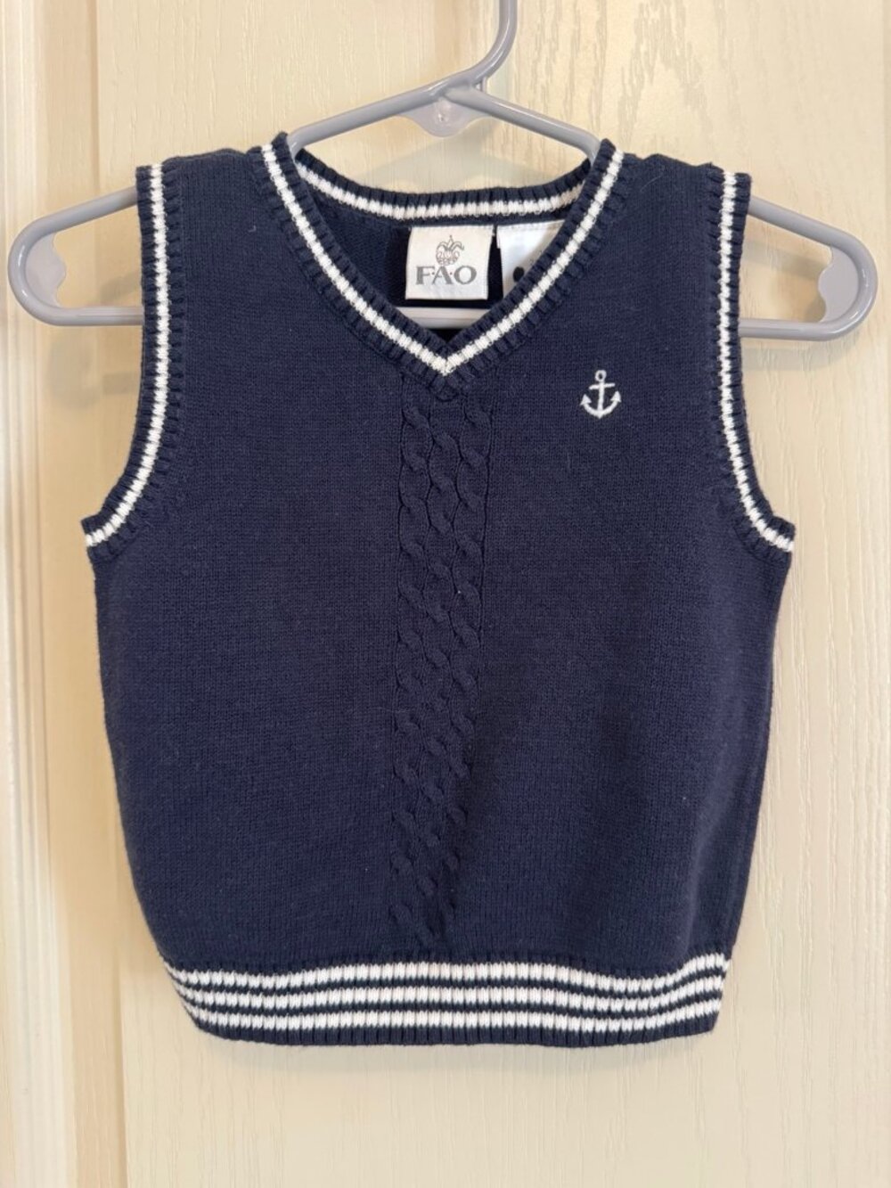 FAO Schwarz Baby Boys Navy Nautical Sweater Vest 12M